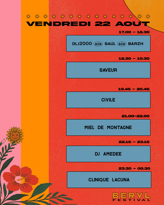 Programmation du vendredi 22/08/2025